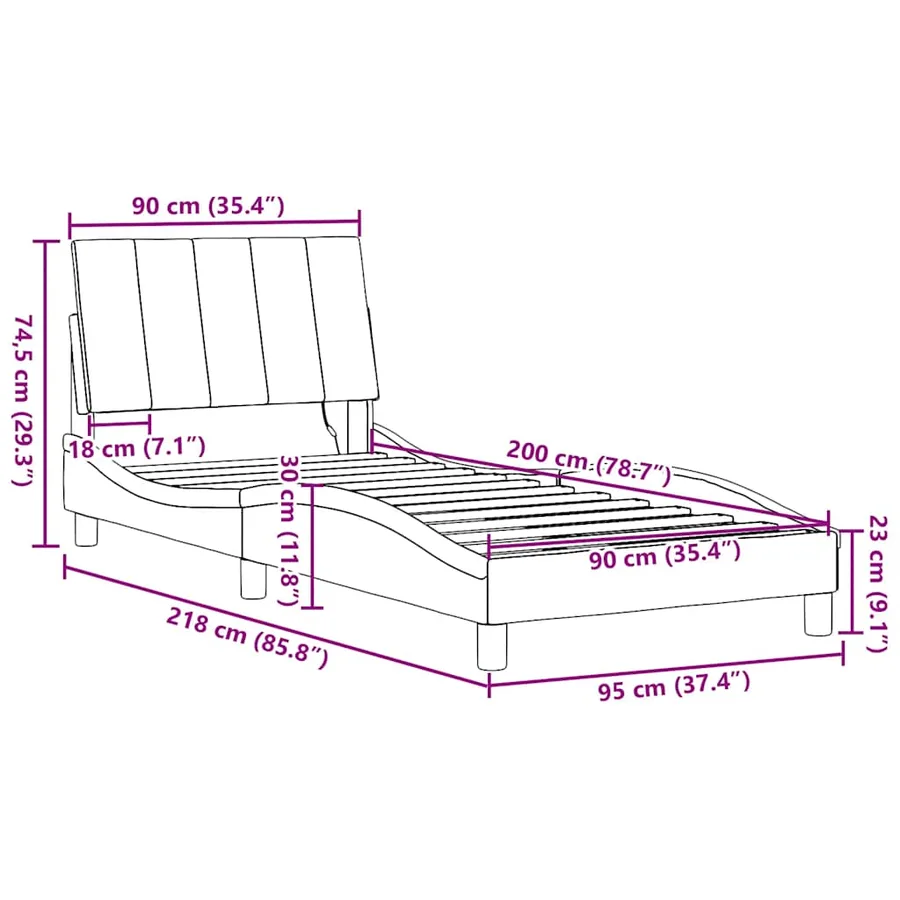 Cadre de lit sans matelas Hanko crème 90x200 cm tissu - 15