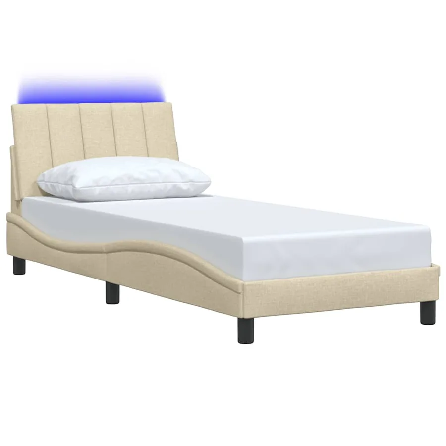 Cadre de lit sans matelas Hanko crème 90x200 cm tissu - 5