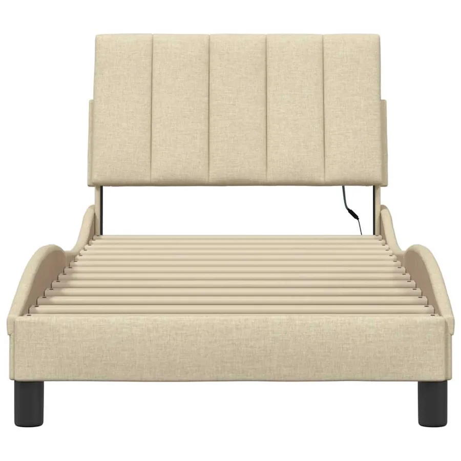 Cadre de lit sans matelas Hanko crème 90x200 cm tissu - 6