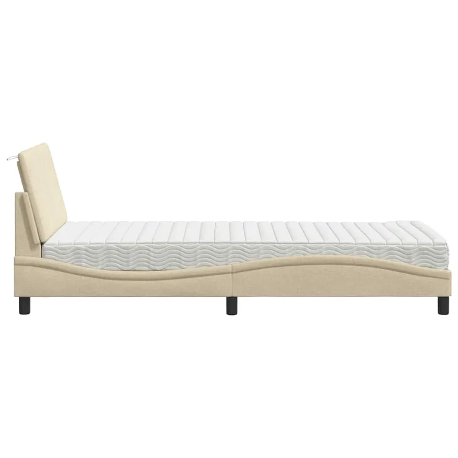 Lit avec matelas Hanko crème 90x200 cm tissu - 6