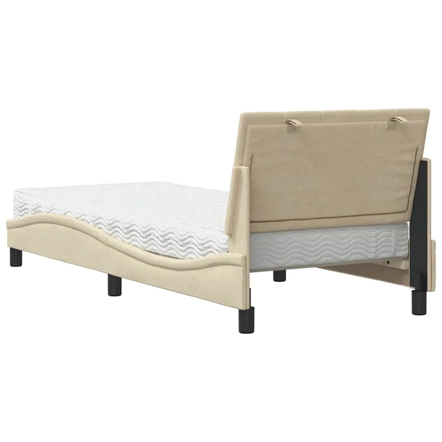 Lit avec matelas Hanko crème 90x200 cm tissu - 7