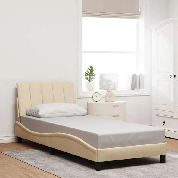 Cadre de lit sans matelas Hanko crème 90x200 cm tissu