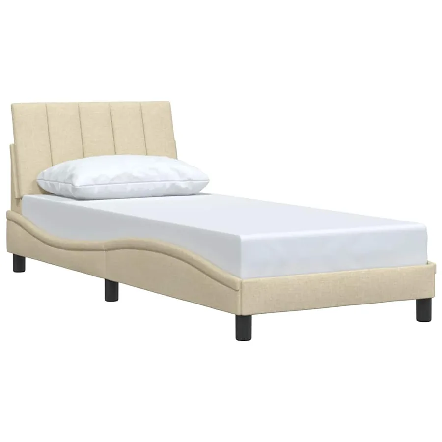 Cadre de lit sans matelas Hanko crème 90x200 cm tissu - 3
