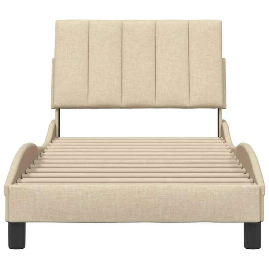 Cadre de lit sans matelas Hanko crème 90x200 cm tissu - 5