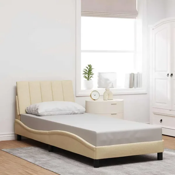 Cadre de lit sans matelas Hanko crème 90x190 cm tissu