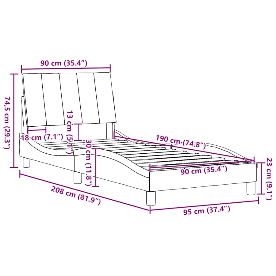 Cadre de lit sans matelas Hanko crème 90x190 cm tissu - 13