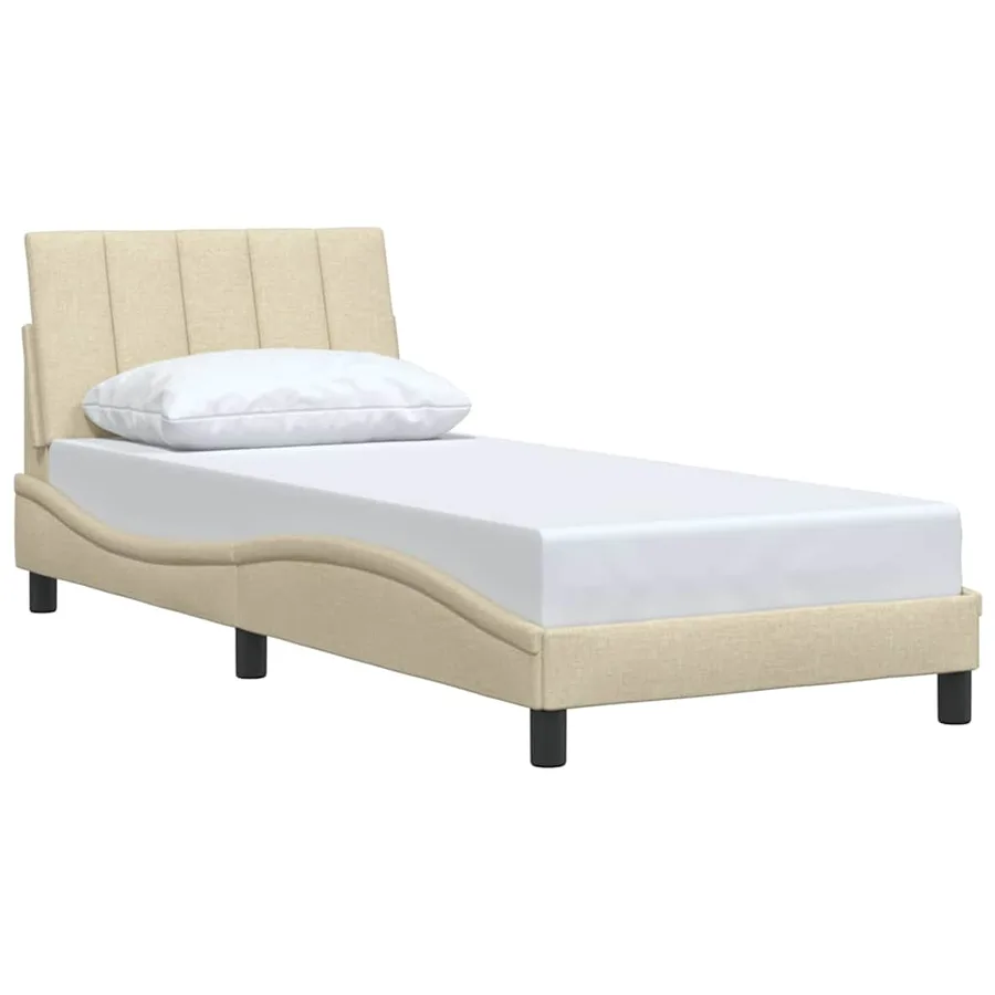 Cadre de lit sans matelas Hanko crème 90x190 cm tissu - 3