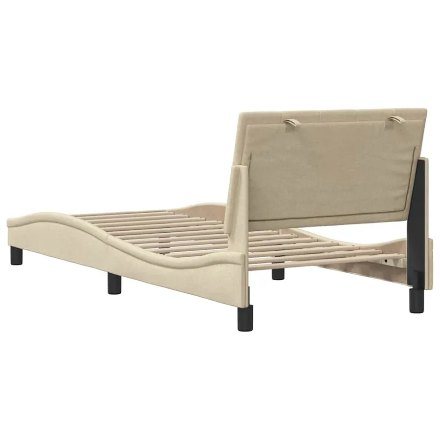 Cadre de lit sans matelas Hanko crème 90x190 cm tissu - 9