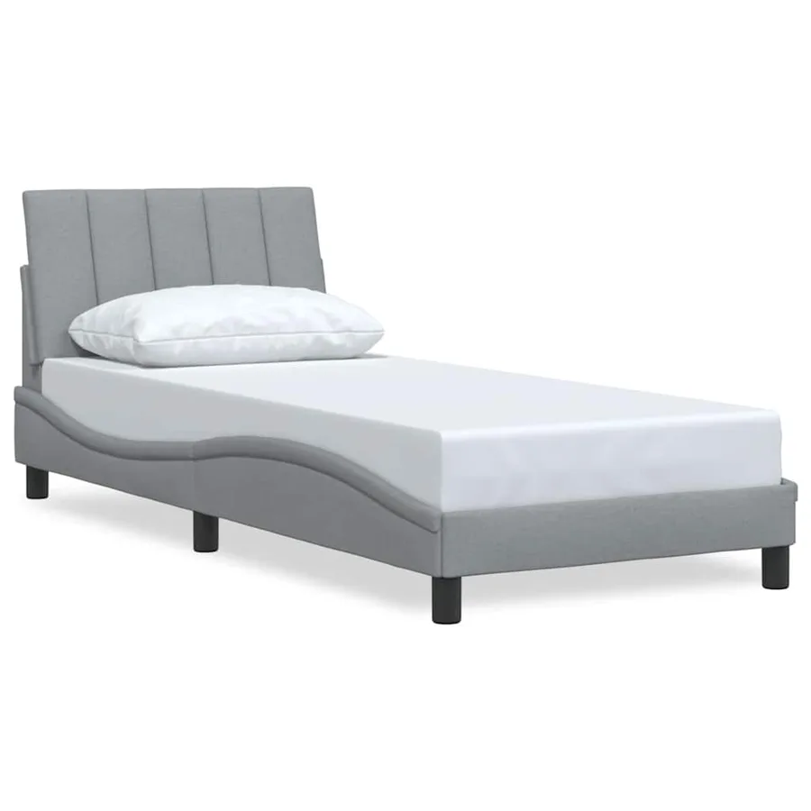 Cadre de lit sans matelas Hanko gris clair 90x200 cm tissu - 2