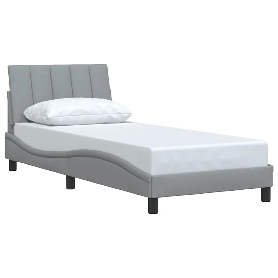 Cadre de lit sans matelas Hanko gris clair 90x200 cm tissu - 3