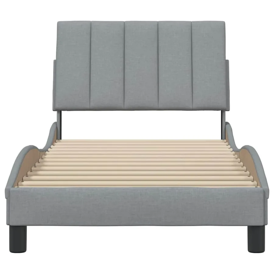 Cadre de lit sans matelas Hanko gris clair 90x200 cm tissu - 5