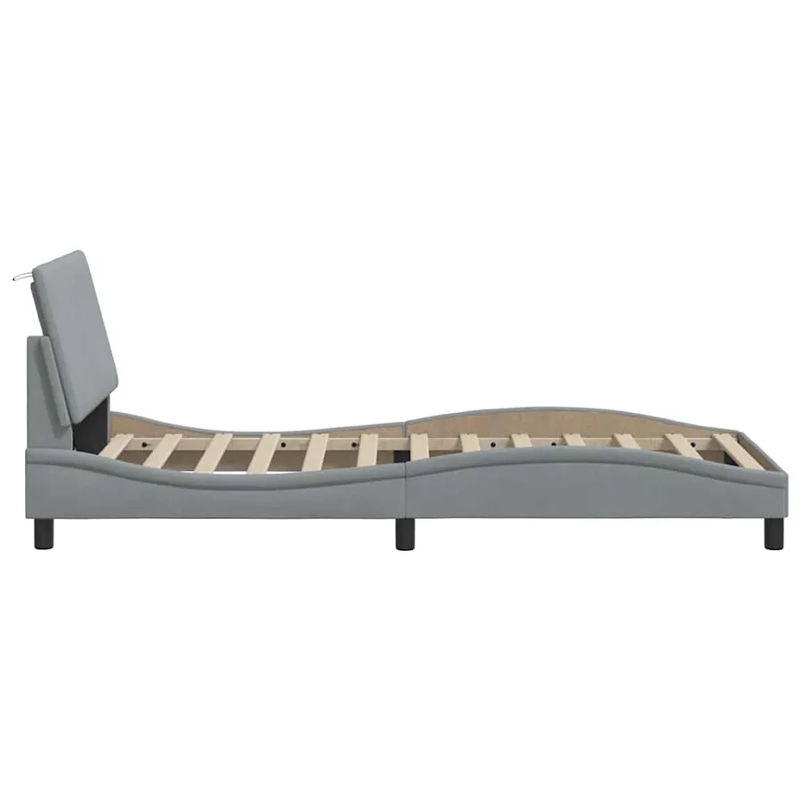 Cadre de lit sans matelas Hanko gris clair 90x200 cm tissu - 8