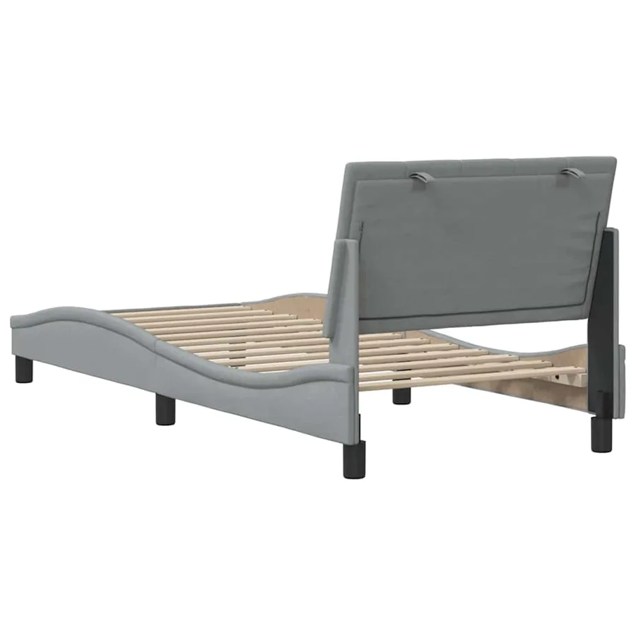 Cadre de lit sans matelas Hanko gris clair 90x200 cm tissu - 9