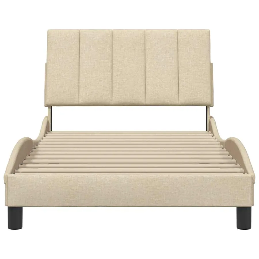 Cadre de lit sans matelas Hanko crème 100x200 cm tissu - 5