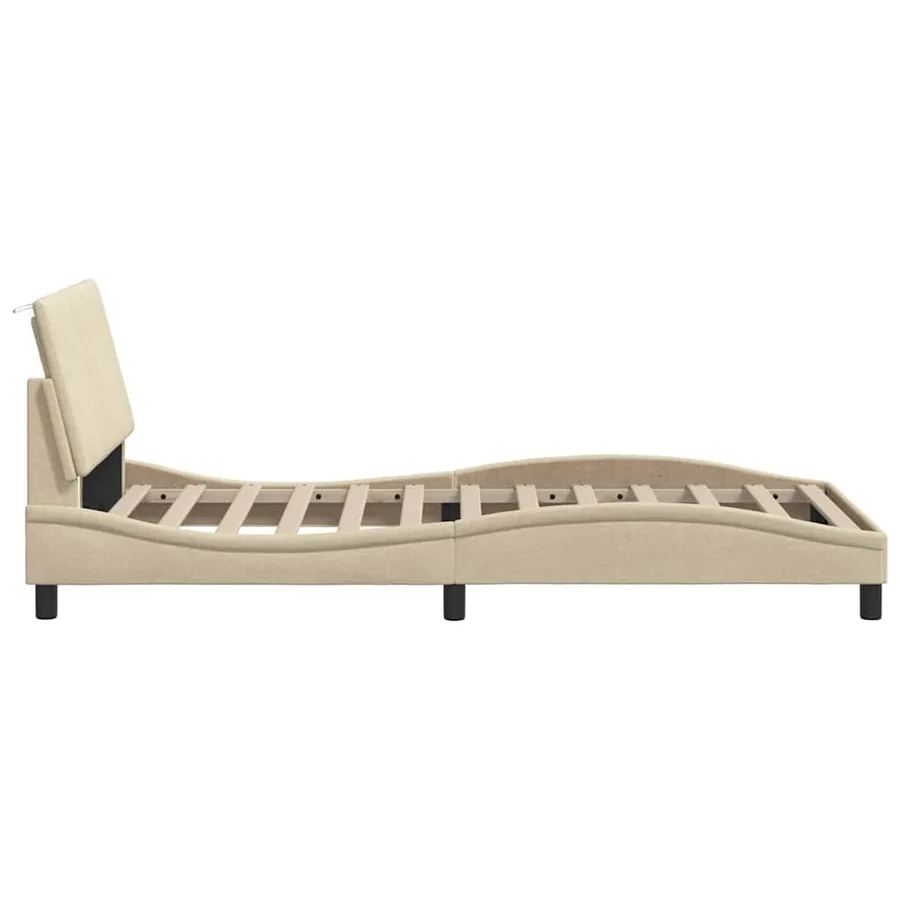Cadre de lit sans matelas Hanko crème 100x200 cm tissu - 8