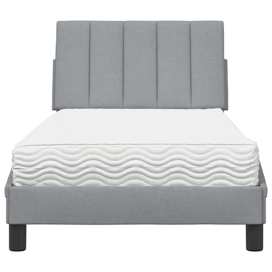 Lit avec matelas Hanko gris clair 90x200 cm tissu - 5