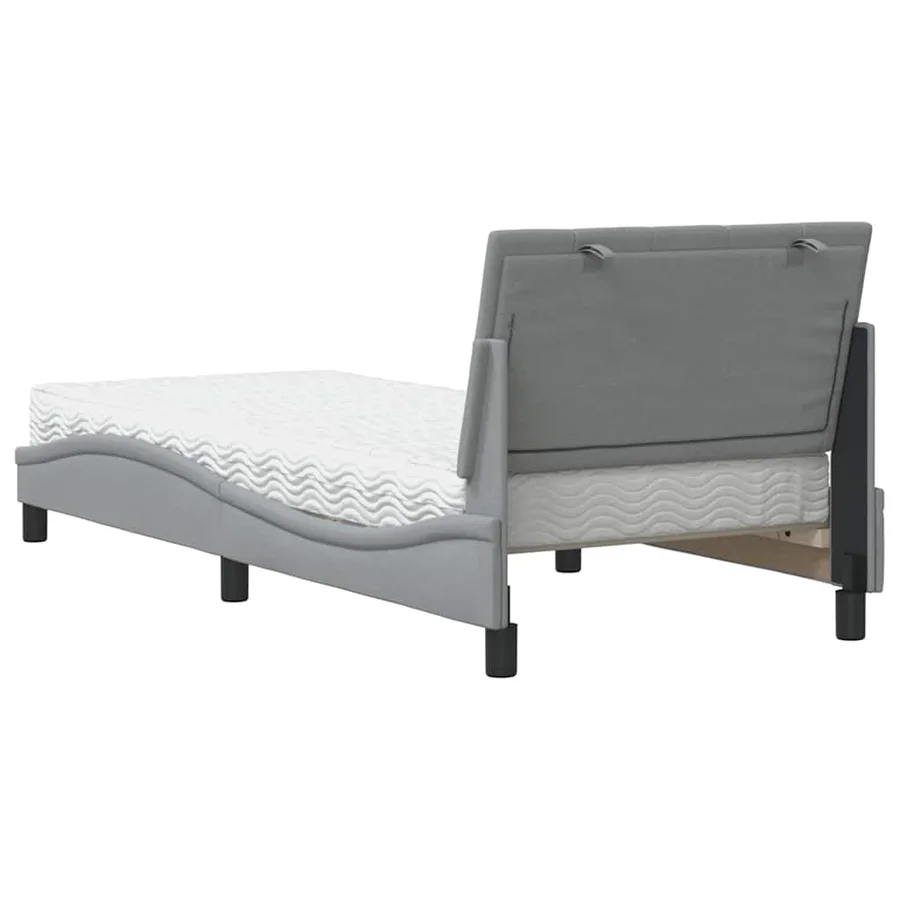 Lit avec matelas Hanko gris clair 90x200 cm tissu - 7