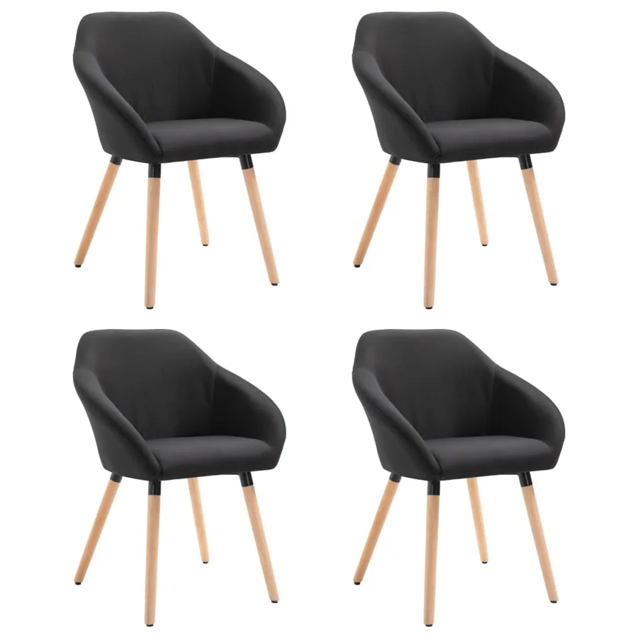 Chaises à manger lot de 4 noir tissu - 2