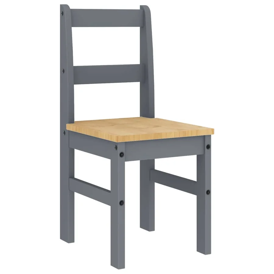 Ensemble à manger PANAMA 5 pcs gris bois de pin massif - 6