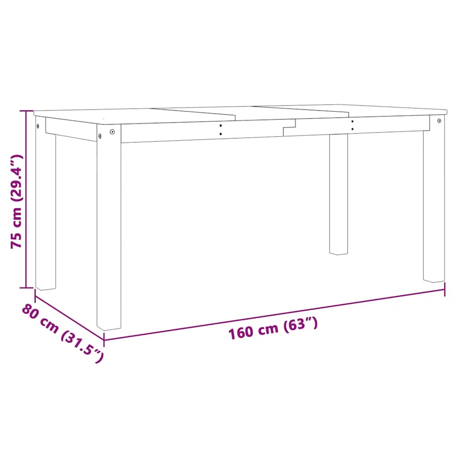 Ensemble à manger PANAMA 3 pcs blanc bois de pin massif - 12