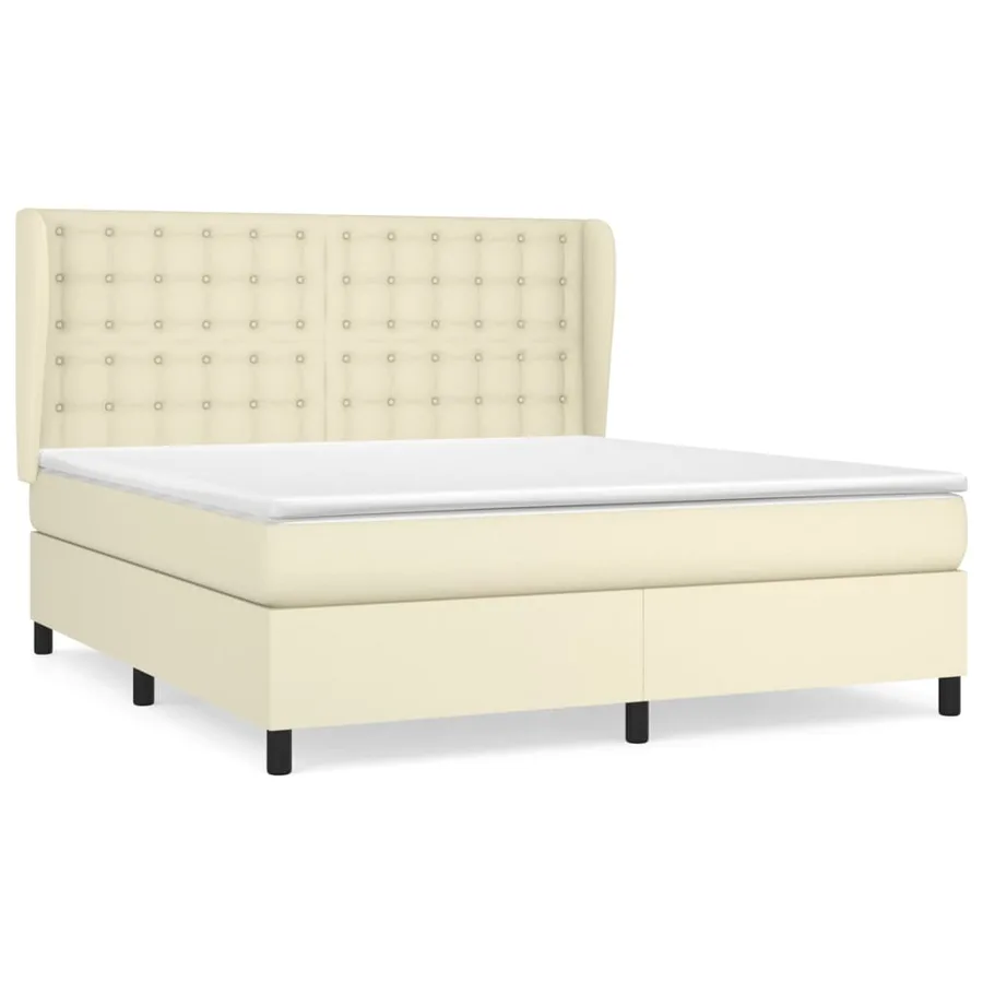 Sommier à lattes de lit avec matelas Crème 160x200cm Similicuir - 2