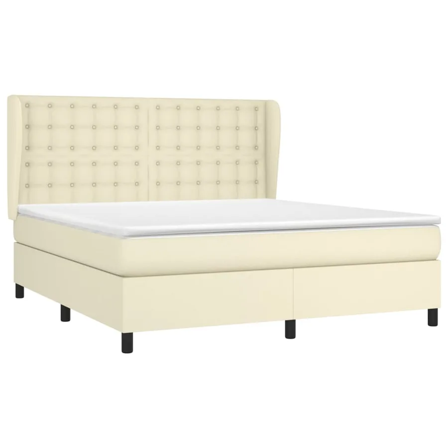 Sommier à lattes de lit avec matelas Crème 160x200cm Similicuir - 3