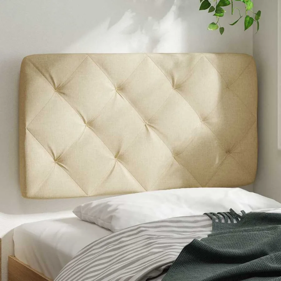 Coussin de tête de lit crème 80 cm tissu - 3