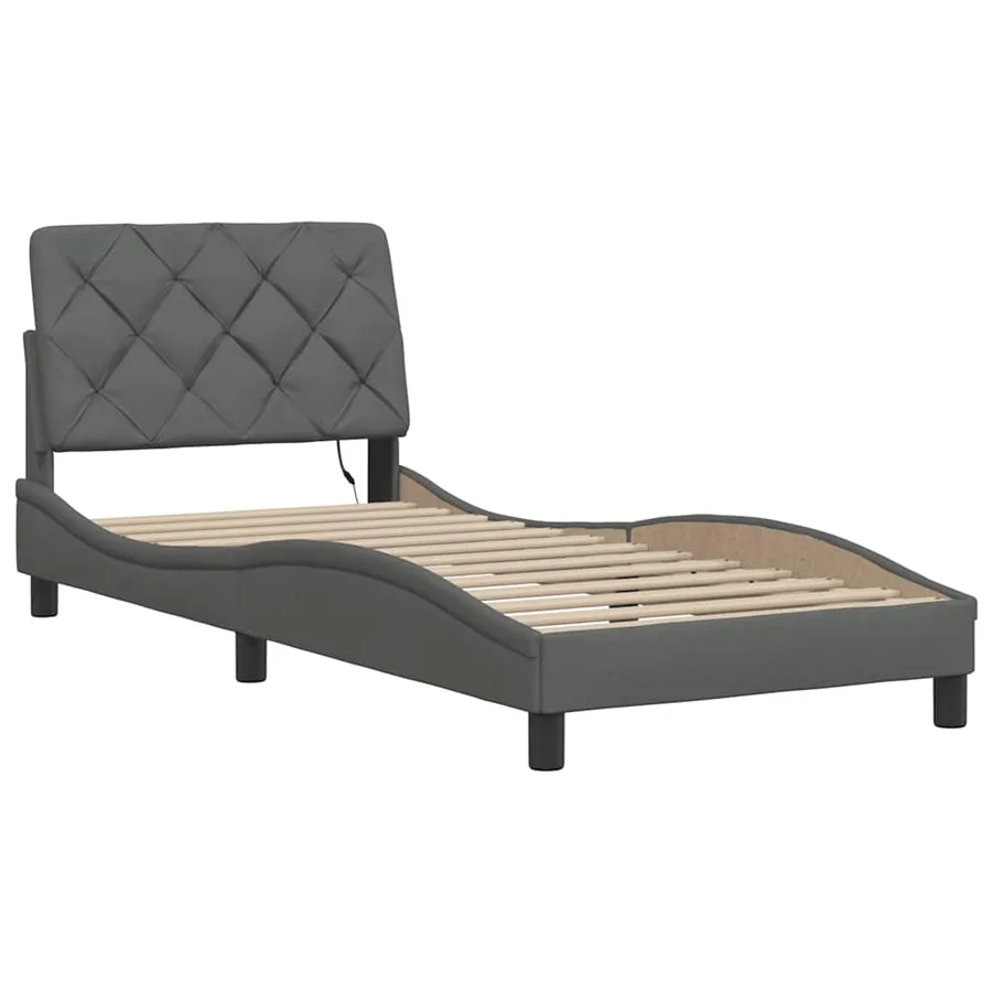 Cadre de lit avec LED sans matelas gris foncé 80x200 cm tissu - 5