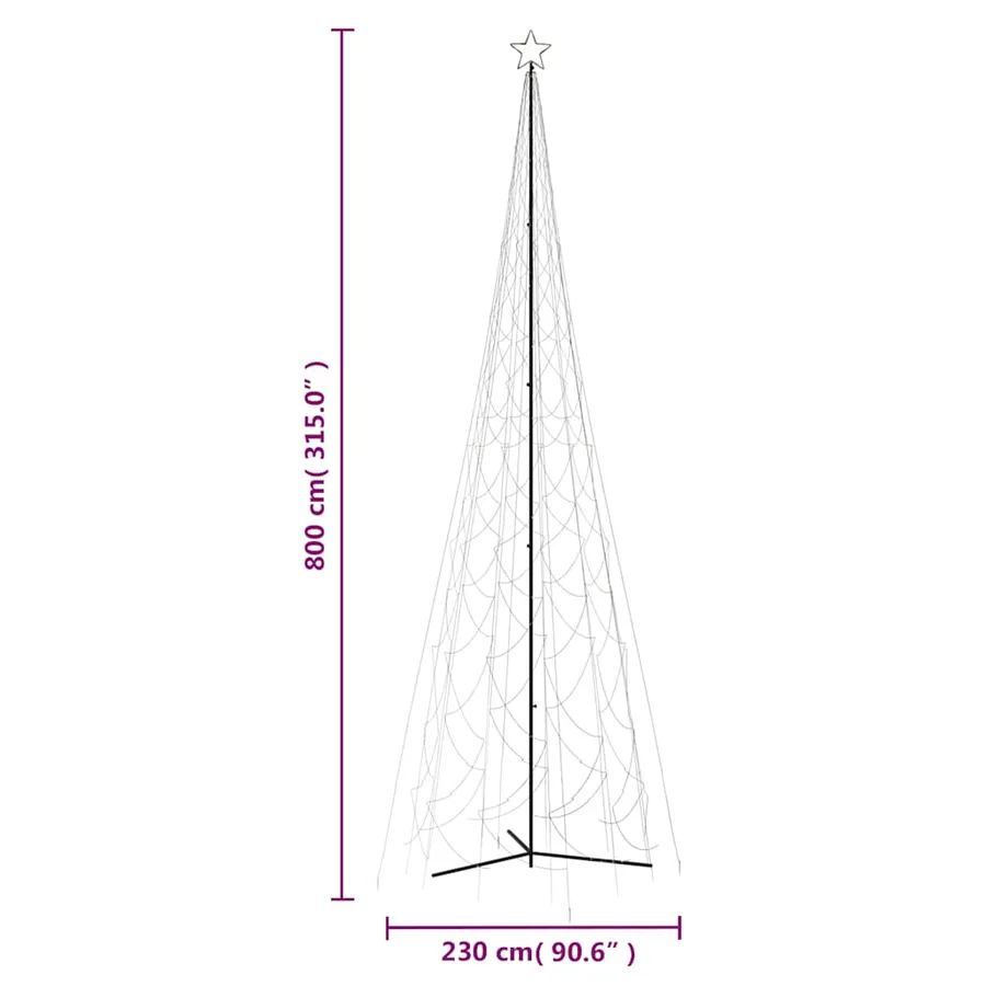 Arbre de Noël cône 3000 LED blanc chaud 230x800 cm - 9
