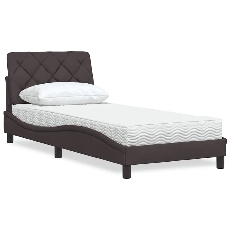 Lit avec matelas marron foncé 80x200 cm tissu