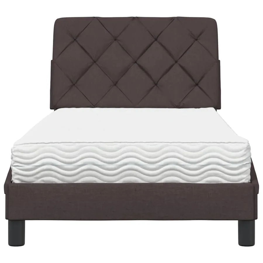 Lit avec matelas marron foncé 80x200 cm tissu - 5