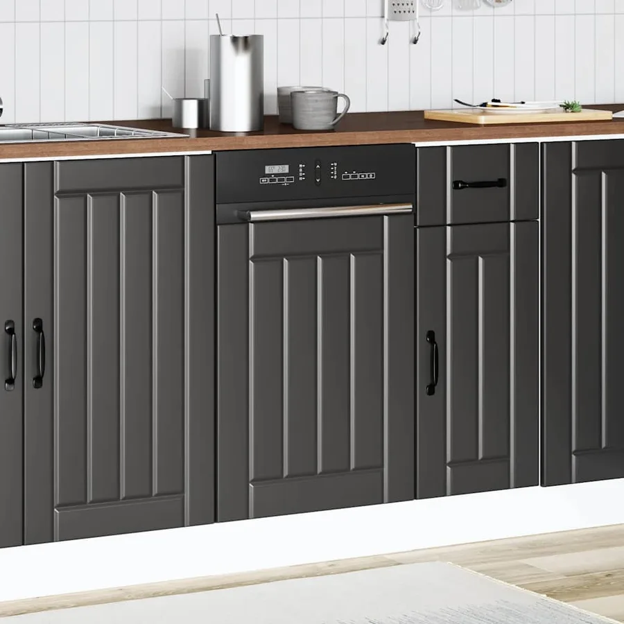 Panneau de lave-vaisselle Lucca noir bois d'ingénierie - 3