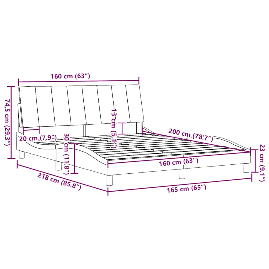 Cadre de lit sans matelas Hanko bleu 160x200 cm tissu - 13