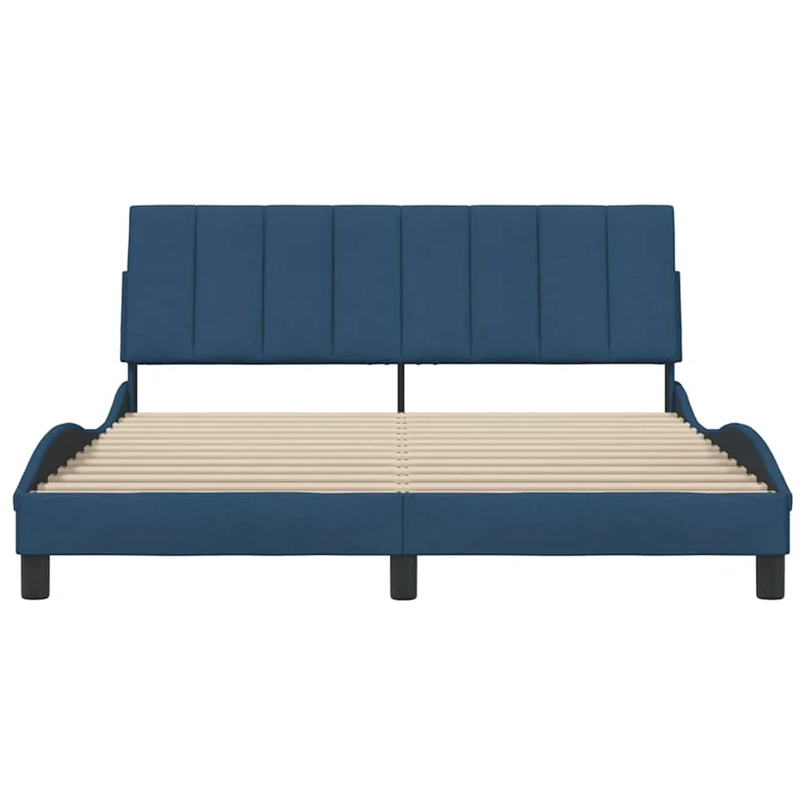 Cadre de lit sans matelas Hanko bleu 160x200 cm tissu - 4