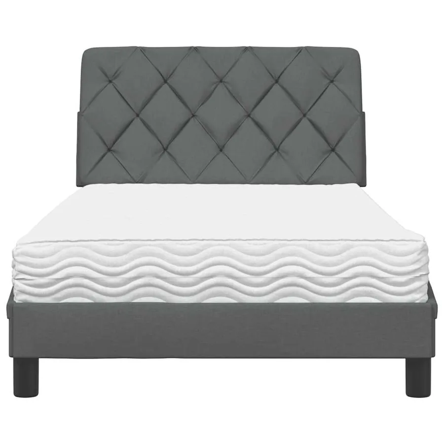 Lit avec matelas gris foncé 100x200 cm tissu - 5
