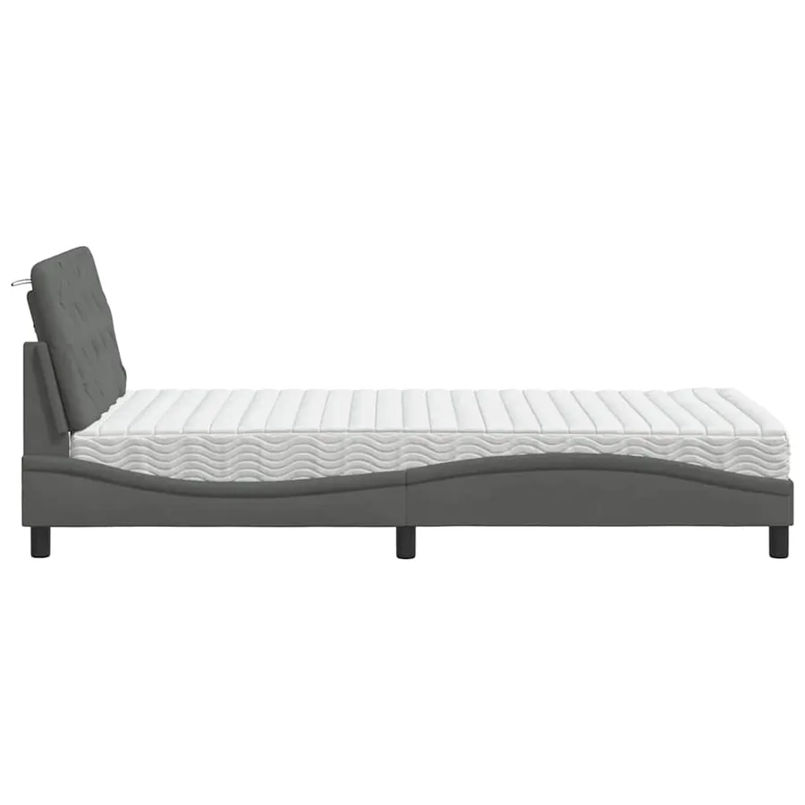 Lit avec matelas gris foncé 100x200 cm tissu - 6