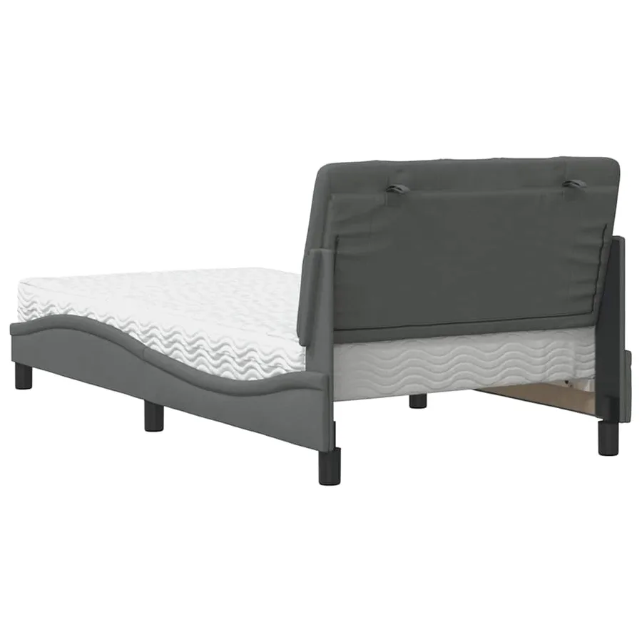 Lit avec matelas gris foncé 100x200 cm tissu - 7