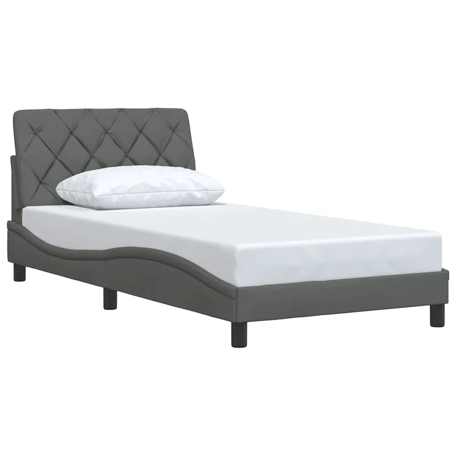 Cadre de lit sans matelas gris foncé 100x200 cm tissu - 3