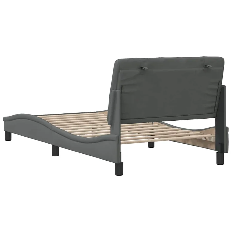 Cadre de lit sans matelas gris foncé 100x200 cm tissu - 9