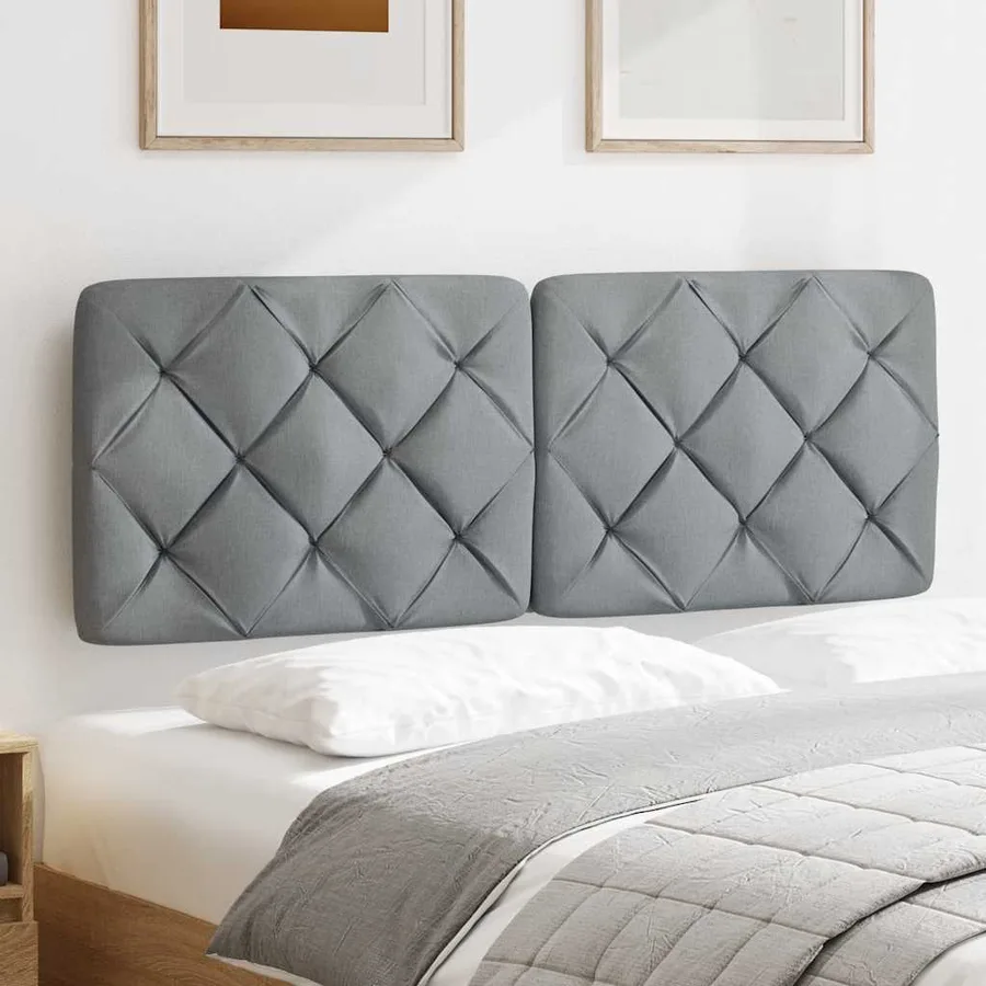 Coussin de tête de lit gris clair 140 cm tissu - 3