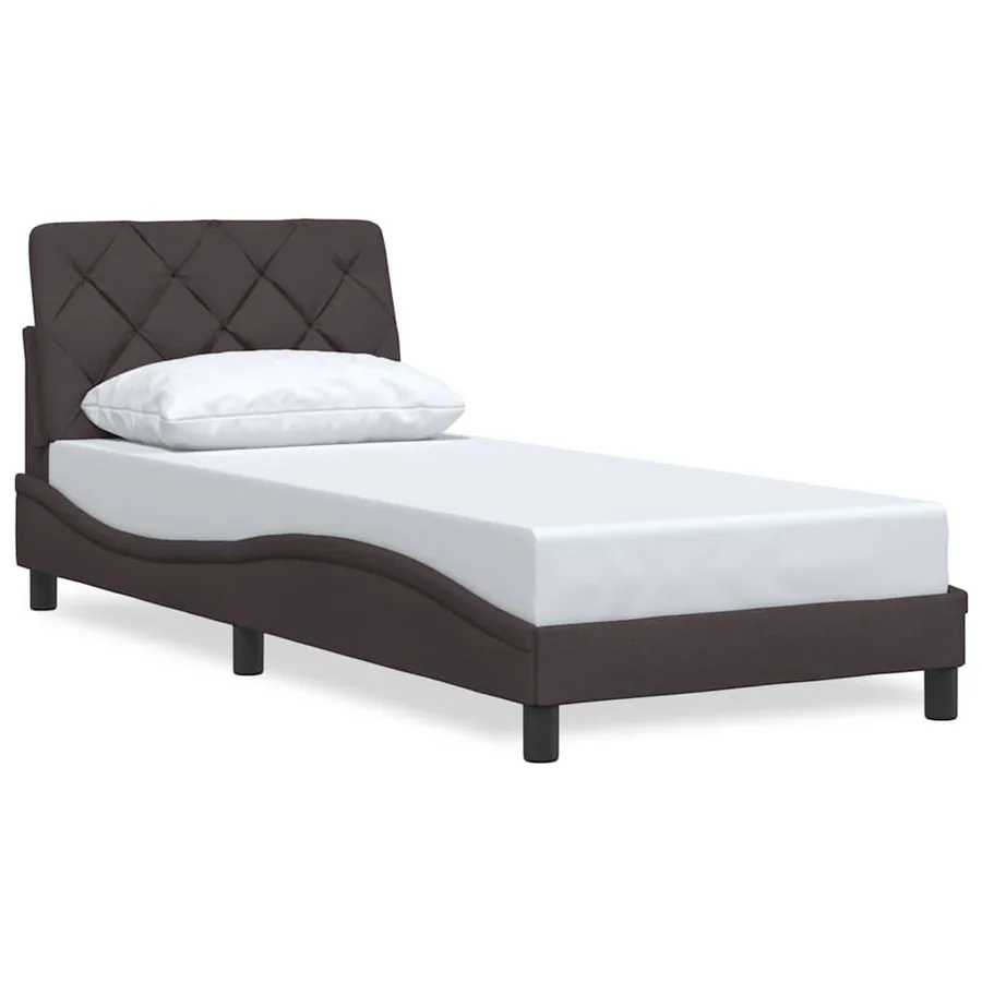 Cadre de lit sans matelas marron foncé 90x200 cm tissu - 2