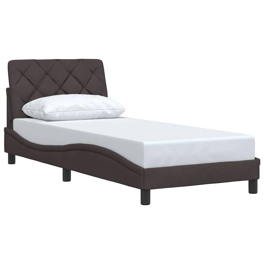 Cadre de lit sans matelas marron foncé 90x200 cm tissu - 3