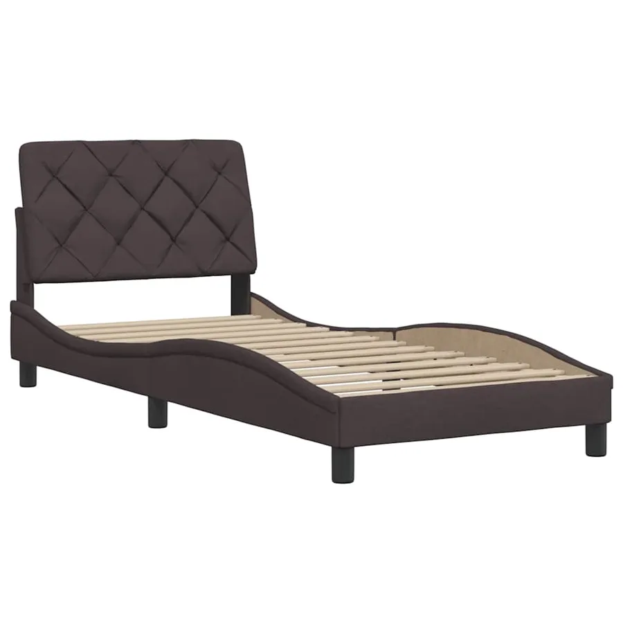 Cadre de lit sans matelas marron foncé 90x200 cm tissu - 4