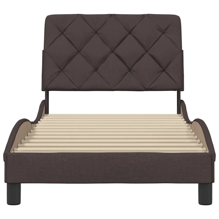 Cadre de lit sans matelas marron foncé 90x200 cm tissu - 5