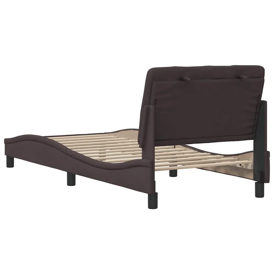 Cadre de lit sans matelas marron foncé 90x200 cm tissu - 9