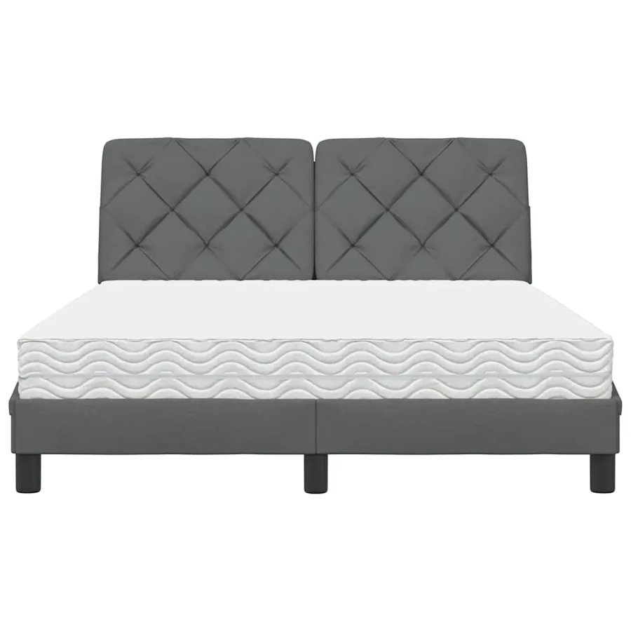 Lit avec matelas gris foncé 140x200 cm tissu - 5