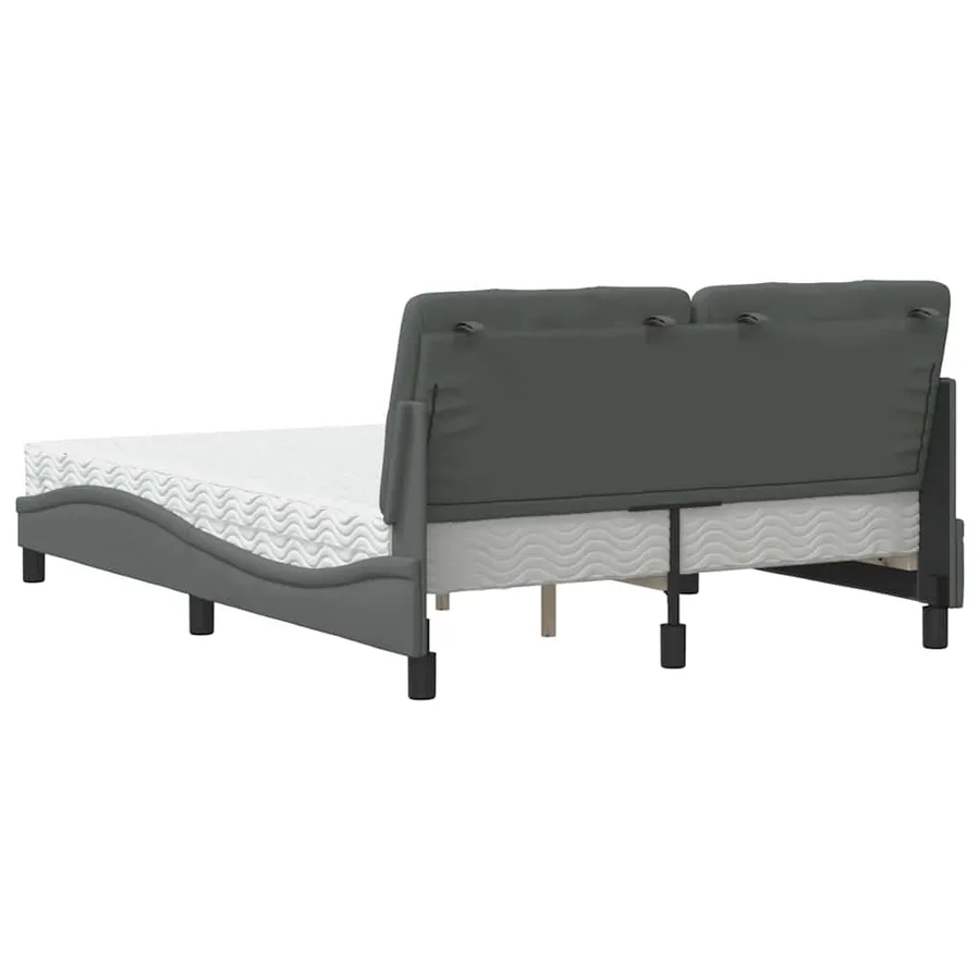 Lit avec matelas gris foncé 140x200 cm tissu - 7