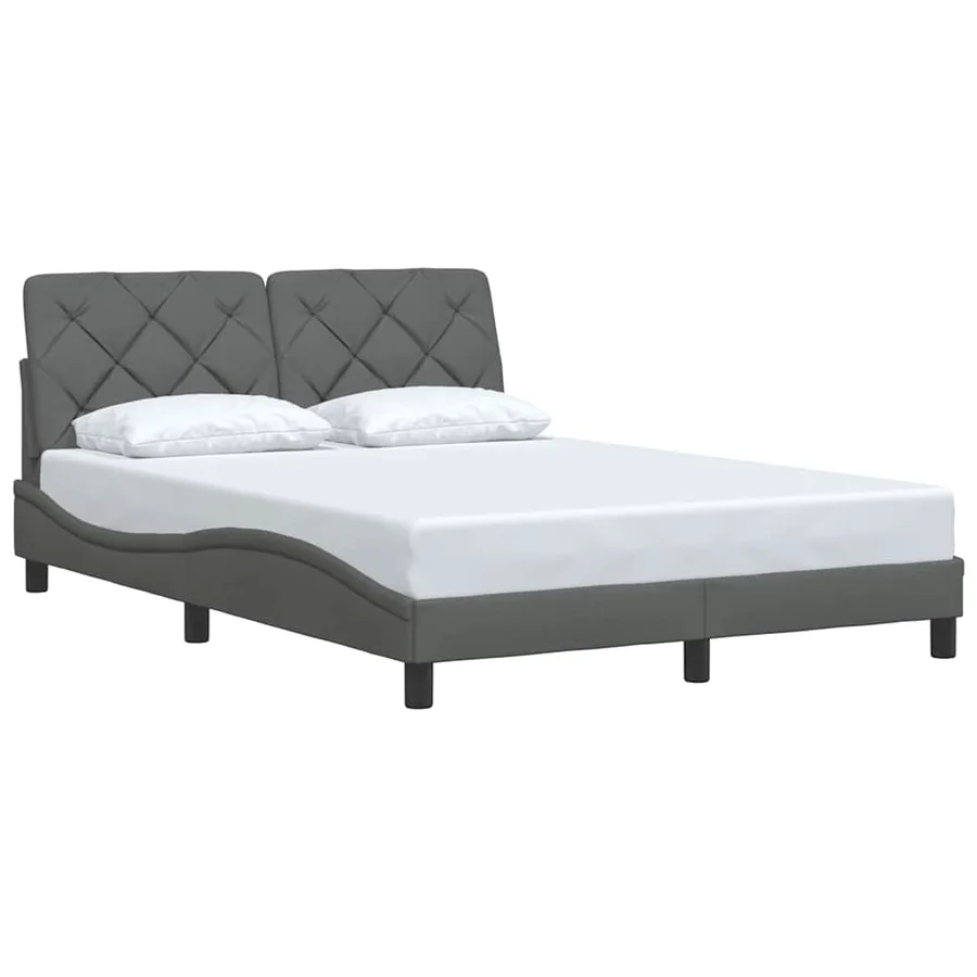 Cadre de lit sans matelas gris foncé 140x190 cm tissu - 2