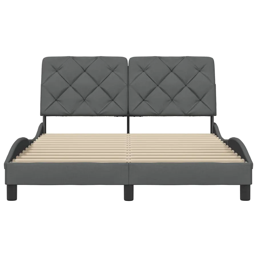 Cadre de lit sans matelas gris foncé 140x190 cm tissu - 5