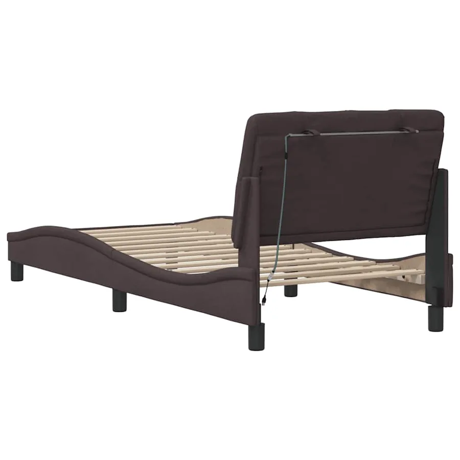 Cadre de lit avec LED sans matelas marron foncé 90x190 cm tissu - 10